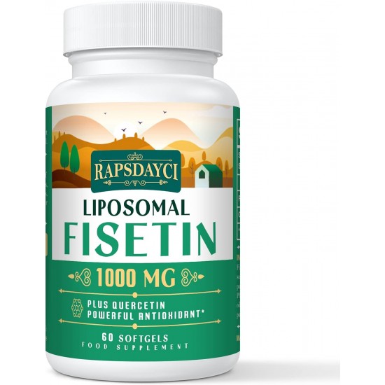 Rapsdayci Liposomal Fisetin and Quercetin 1200mg 60 Softgels, High Absorption Antioxidant Flavonoid Vitamin Supplement